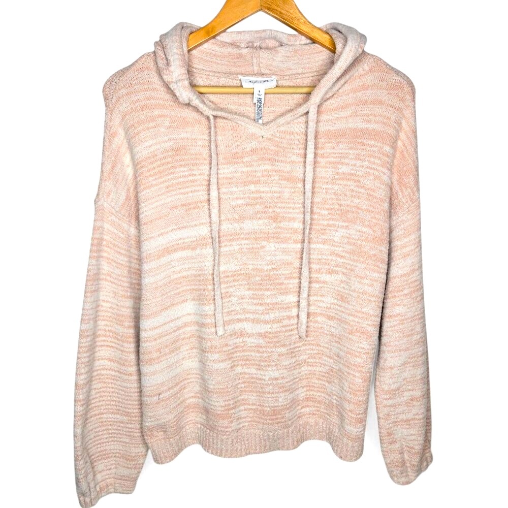 Soma Wknd Hooded Oversize Knit Sweater Women's Comfy Boho Heather Peach L